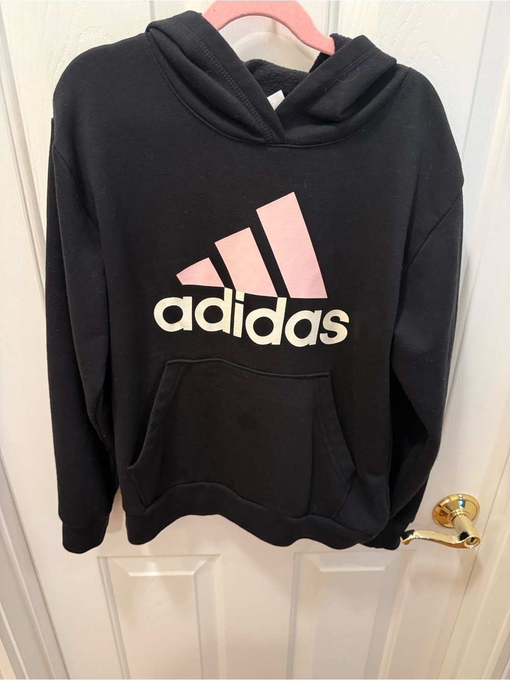 adidas Kids' Black and Pink Logo Hoodie